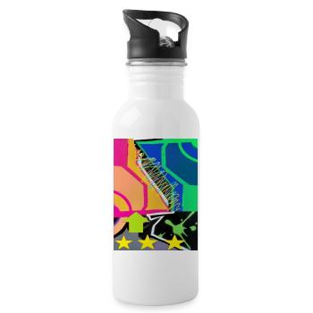 graffiti Colours - Water bottle with straw - white - Right