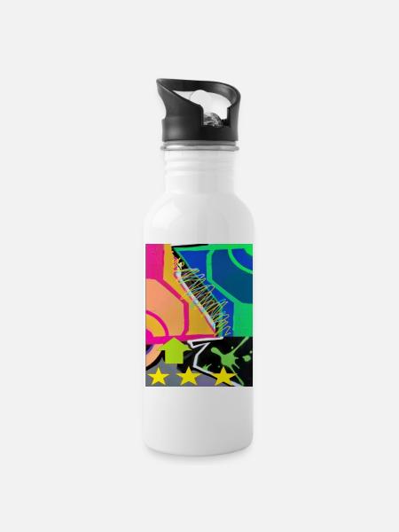 Graffiti Flag 1 - Water bottle with straw - white