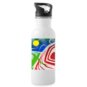 graffiti landscape sunny - Water bottle with straw - white - Right