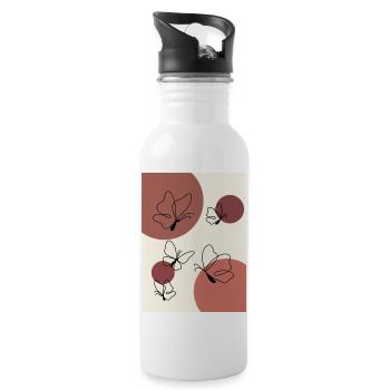 Schmetterling - Trinkflasche mit integriertem Trinkhalm - Weiß - Rechts