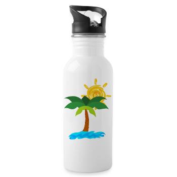 Palme - Trinkflasche mit integriertem Trinkhalm - Weiß - Rechts