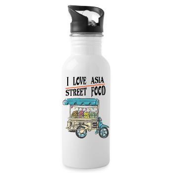I Love Street Food kleines Mofa - Trinkflasche mit integriertem Trinkhalm - Weiß - Rechts