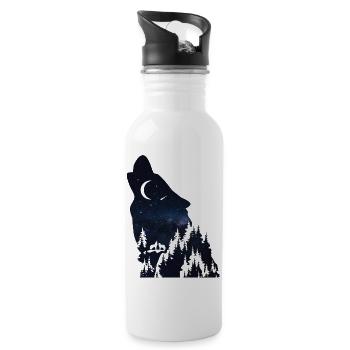 Wolf silhouette Galaxy - Trinkflasche mit integriertem Trinkhalm - Weiß - Rechts
