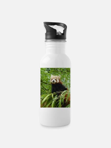Red Panda - Water bottle with straw - white