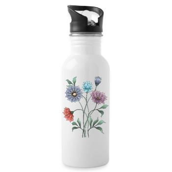 Fleur - Gourde avec paille intégrée - blanc - Droite