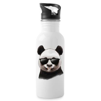 Panda avec lunettes de soleil Cadeau cool et drôle - Gourde avec paille intégrée - blanc - Droite