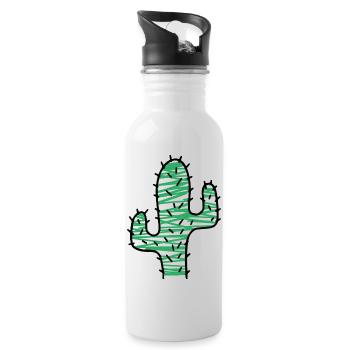 Cactus très épineux - Gourde avec paille intégrée - blanc - Droite