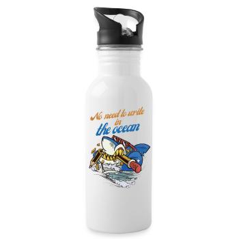 Pencil shark in ocean adventure - Water bottle with straw - white - Right