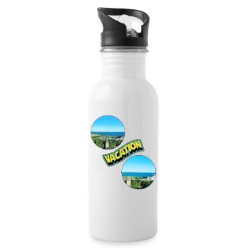 Beach Urlaub T-Shirt - Trinkflasche mit integriertem Trinkhalm - Weiß - Rechts