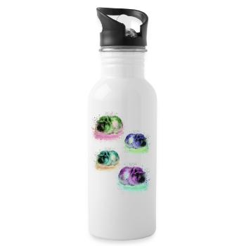 guinea pig,graffiti,painting,colorful,pop-art - Water bottle with straw - white - Right