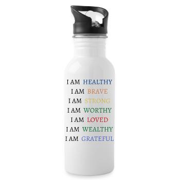 Law of Attraction - I Am - Water bottle with straw - white - Right