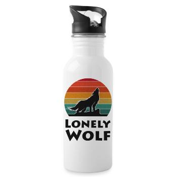 Loup solitaire - Gourde avec paille intégrée - blanc - Droite