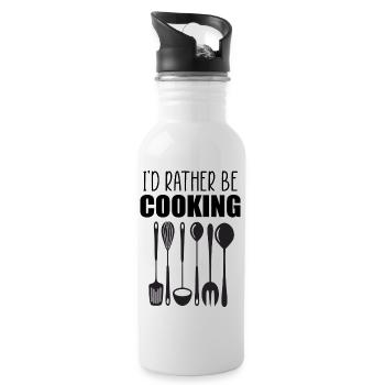 Ich würde lieber lustiges Zitat kochen - Trinkflasche mit integriertem Trinkhalm - Weiß - Rechts