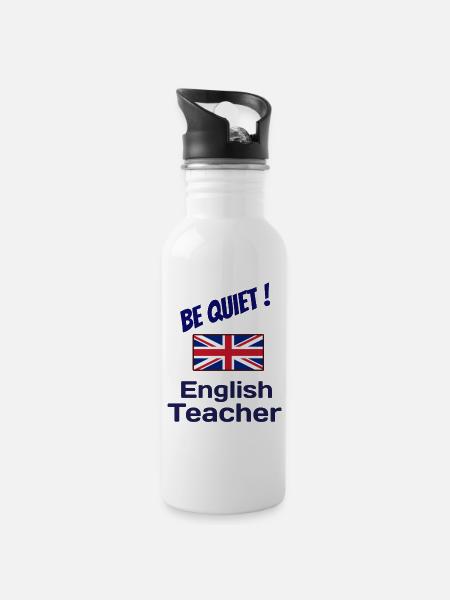 Idée cadeau prof d'anglais - Gourde avec paille intégrée - blanc