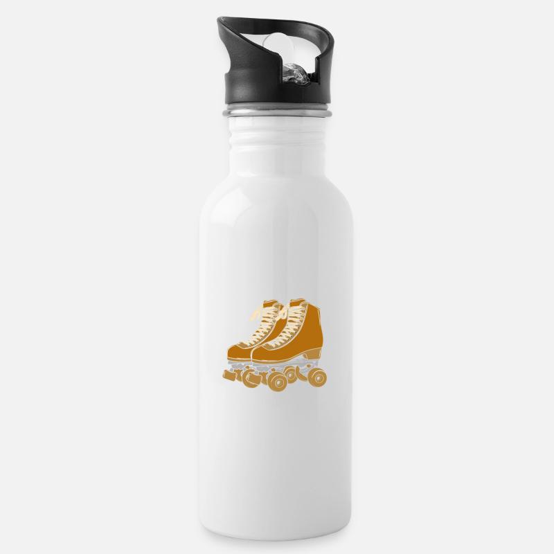 Roller Skates & Sidewalks - Water bottle with straw - white