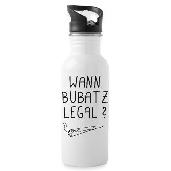 Wann Bubatz Legal ? - Trinkflasche mit integriertem Trinkhalm - Weiß - Rechts