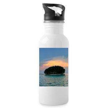 Tropical Island - Water bottle with straw - white - Right