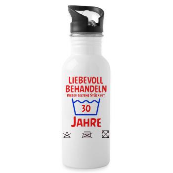 SSW131 30 Jahre im Geburtstag - Trinkflasche mit integriertem Trinkhalm - Weiß - Rechts
