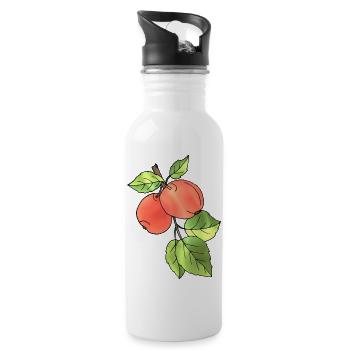 Äpfel - Trinkflasche mit integriertem Trinkhalm - Weiß - Rechts