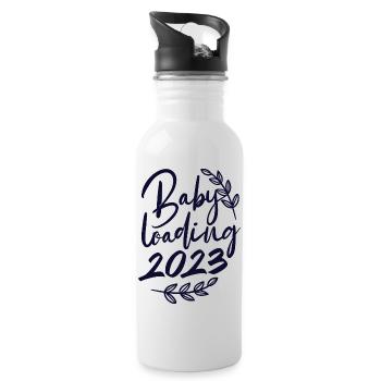 Baby loading 2023, Schwangerschaft - Trinkflasche mit integriertem Trinkhalm - Weiß - Rechts