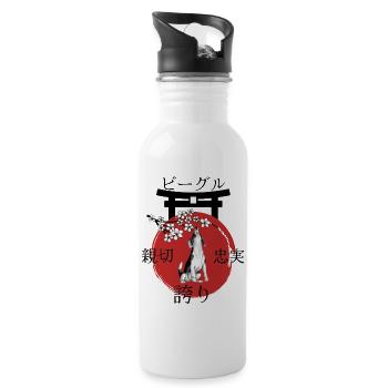 Beagle Japan Kanji Style pour les amoureux des chiens - Gourde avec paille intégrée - blanc - Droite