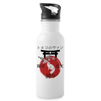Turkish Van Katze Japan Kanji Stil - Trinkflasche mit integriertem Trinkhalm - Weiß - Rechts