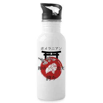 Nain Spitz Japon Kanji Style Chiens Amoureux - Gourde avec paille intégrée - blanc - Droite