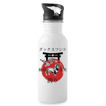 Teckel Japon Kanji Style Teckel Amoureux des chiens - Gourde avec paille intégrée - blanc - Droite