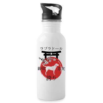 Labrador Japan Kanji Style pour les amoureux des chiens - Gourde avec paille intégrée - blanc - Droite