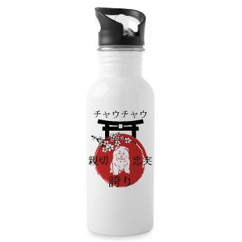 Chow Chow Japan Kanji Chow Chow Hundeliebhaber - Trinkflasche mit integriertem Trinkhalm - Weiß - Rechts