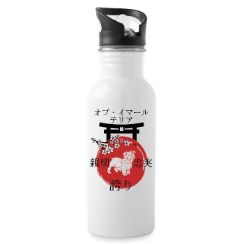 Glen of imaal Terrier Japan Kanji - Trinkflasche mit integriertem Trinkhalm - Weiß - Rechts