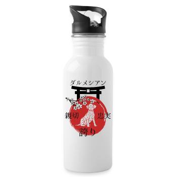 Style Kanji du Japon dalmate pour les amoureux des chiens - Gourde avec paille intégrée - blanc - Droite