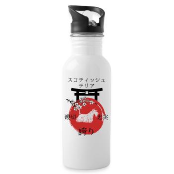 Terrier écossais Japon Kanji Style - Gourde avec paille intégrée - blanc - Droite
