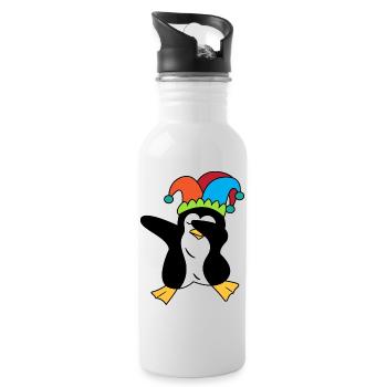 Lustig Cool Vogel Pinguin Zoo Tier Seevogel Tanzen - Trinkflasche mit integriertem Trinkhalm - Weiß - Rechts