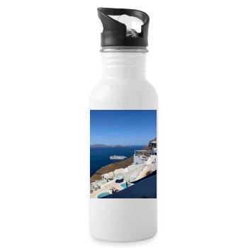 Ferien in Santorini - Trinkflasche mit integriertem Trinkhalm - Weiß - Rechts