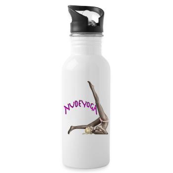 Nude Yoga practicing girl - Trinkflasche mit integriertem Trinkhalm - Weiß - Rechts