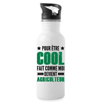 agriculteur et cool / cadeau humour agriculteur - Gourde avec paille intégrée - blanc - Droite