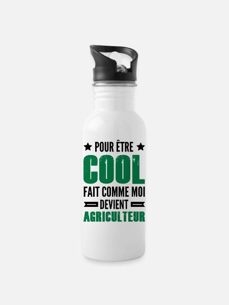 agriculteur et cool / cadeau humour agriculteur - Gourde avec paille intégrée - blanc