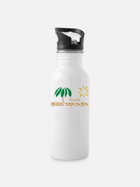 UrLAUB illustriert - Trinkflasche mit integriertem Trinkhalm - Weiß