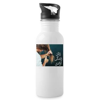 Women Life Freedom - Persian - Water bottle with straw - white - Right