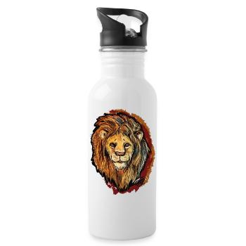 Der Rote Löwe - Trinkflasche mit integriertem Trinkhalm - Weiß - Rechts