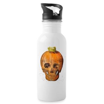 Pumpkin Skull - Water bottle with straw - white - Right