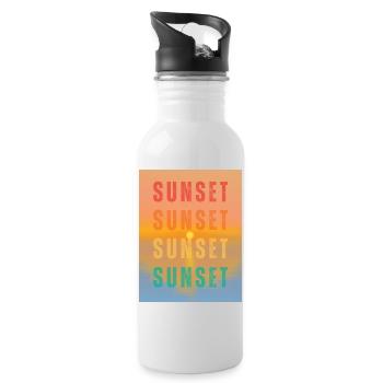Sunset Sunset Sunset Sunset - Summer Vibes - Trinkflasche mit integriertem Trinkhalm - Weiß - Rechts