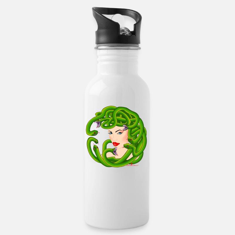 Medusa - Trinkflasche mit integriertem Trinkhalm - Weiß
