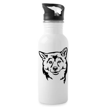 Shiba Head - Water bottle with straw - white - Right