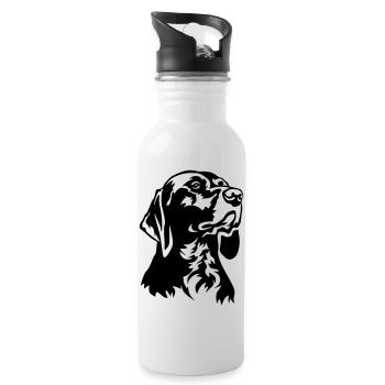 Deutsch Kurzhaar Kopf - Trinkflasche mit integriertem Trinkhalm - Weiß - Rechts