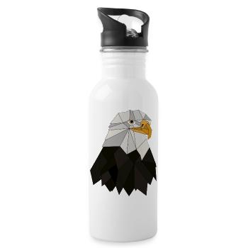 Adler geometrisch - Trinkflasche mit integriertem Trinkhalm - Weiß - Rechts