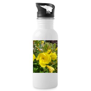 Nachtkerze Oenothera biennis - Trinkflasche mit integriertem Trinkhalm - Weiß - Rechts