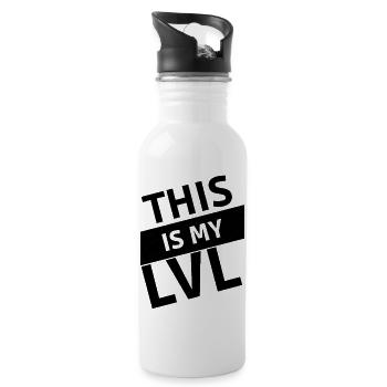this is my level - Trinkflasche mit integriertem Trinkhalm - Weiß - Rechts