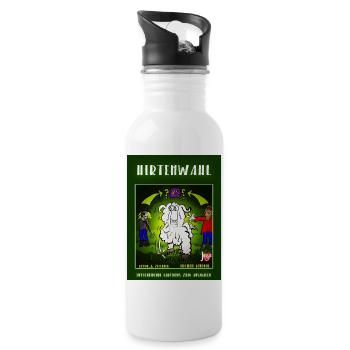 Hirtenwahl - Entscheidende Cartoons zum Ausmalen - Trinkflasche mit integriertem Trinkhalm - Weiß - Rechts